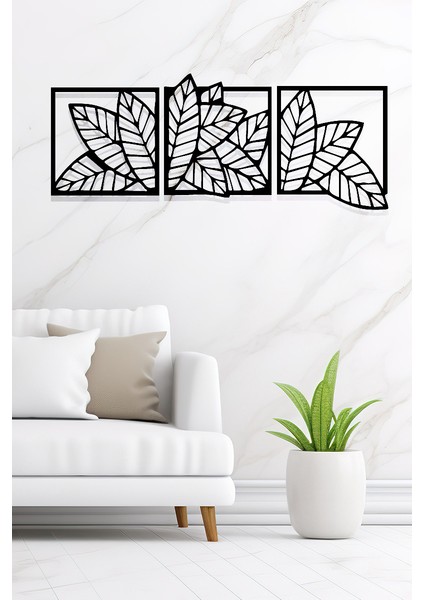 Dekoratif 3lü Lotus Yaprak Tablo Yaşam Çiçeği Tablo Lazer Kesim