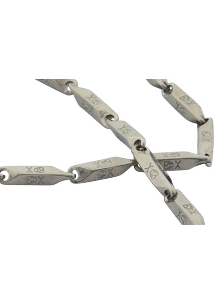 Unisex Çelik Kolye 55 cm Desenli Küp Üçgen Zincir Model2