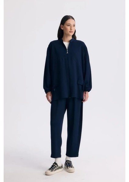 Siyah Yumoş Basic Beli Lastikli Hırka Pantolon Takım