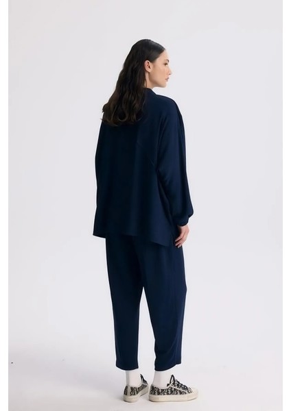 Siyah Yumoş Basic Beli Lastikli Hırka Pantolon Takım
