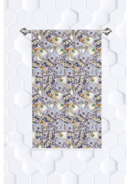Dolar Desenli Çok Amaçlı Pamuklu El Havlusu 30x50cm, Şık ve Kullanışlı Dekoratif Havlu