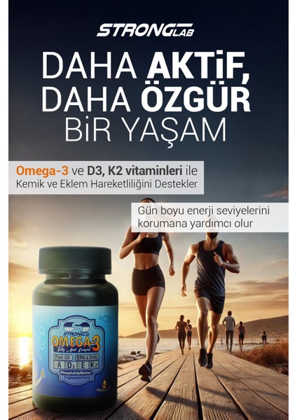 - Premium Omega-3 Balık Yağı 1200 Mg(EPA/DHA) D3,k2, Vitamin,fosfatidilserin, 60 Kapsül