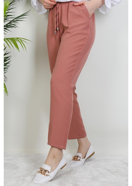Beli Lastikli Pantolon Pembe