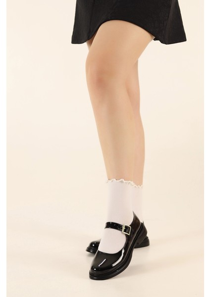 Kadın Siyah Rugan Mary Jane Klasik Ayakkabı Balerin Babet Loafer Makosen Günlük Casual Ayakkabı fiyatları