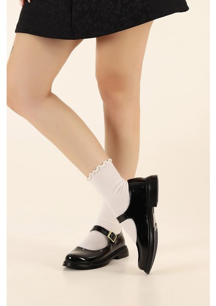 Kadın Siyah Rugan Mary Jane Klasik Ayakkabı Balerin Babet Loafer Makosen Günlük Casual Ayakkabı modelleri