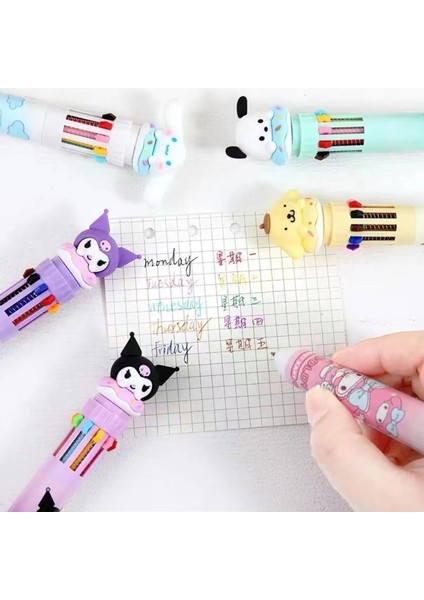 Sanrio Characters Kuromi My Melody Cinnamorrol 10 Renkli Tükenmez Kalem (1 Adet)