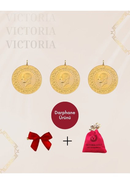 3 Adet Yarım Altın - Yeni Tarihli 2025 (Kulplu)