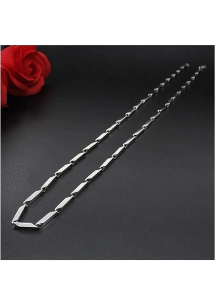 Unisex Çelik Kolye 55 cm Küp Üçgen Zincir Model1