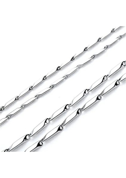 Unisex Çelik Kolye 55 cm Küp Üçgen Zincir Model1