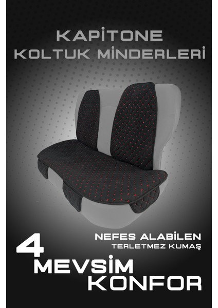 Üst Düzey Terletmez Kumaş 7 Parça Oto Koltuk Kılıfı -Oto Koltuk Minder -Siyah Kırmızı fiyatları