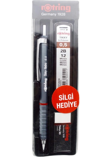 Retro Versatil Uçlu Kalem Uç-Silgi 3 Lü Okul Seti 0.5