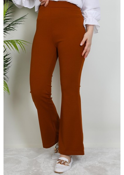 Beli Lastikli Ispanyol Pantolon Hardal modelleri