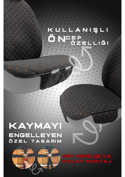Üst Düzey Terletmez Kumaş 7 Parça Oto Koltuk Kılıfı -Oto Koltuk Minder -Siyah Taba fırsatları