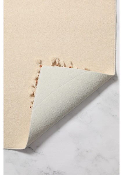 Dantelli Kaydırmaz Banyo Paspas Takımı 2'li, Bej, 60x100, İnce Hav, Kaymaz Taban fiyatları