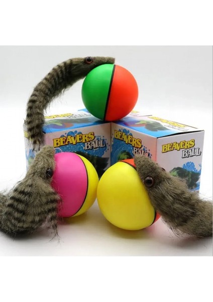 Hareketli Sesli Peluş Toplu Fare Pilli Kedi Oyuncağı 8 cm