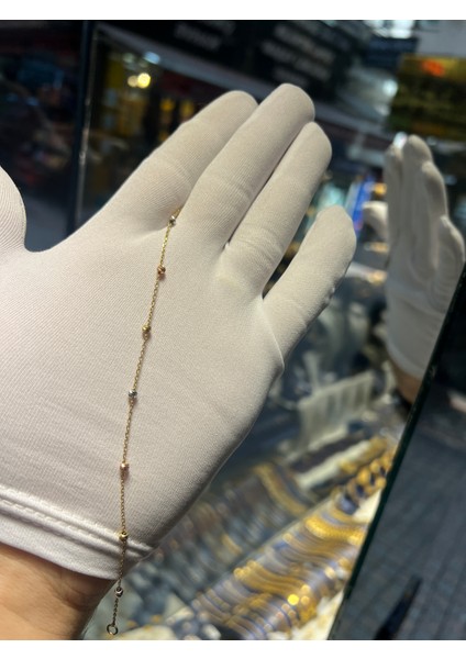 14 Ayar Altın Bileklik Renkli Dorikalı