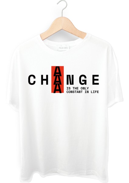 Beyaz Oversize Kalıp Baskılı Unisex T-Shirt