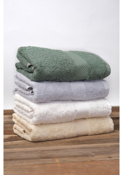 Yumuşak pamuklu 4'lü yüz ve el havlusu seti 50x90 cm, konforlu ve kaliteli kullanım