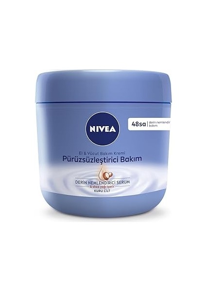 El ve Vücut Bakım Kremi Pürüzsüzleştirici 400ML, 48 Saat Nemlendirici Serum, Shea Yağı, Kuru