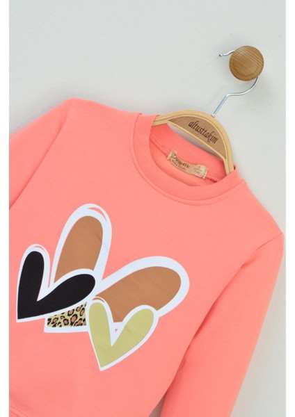 Leopar Detaylı Kalp Desenli Sweatshirt (3-7 Yaş) fiyatları