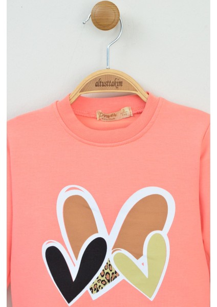 Leopar Detaylı Kalp Desenli Sweatshirt (3-7 Yaş) modelleri