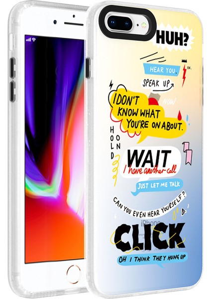 Apple iPhone 8 Plus Kılıf Desenli Dragon Sert Kapak-Kelimeler