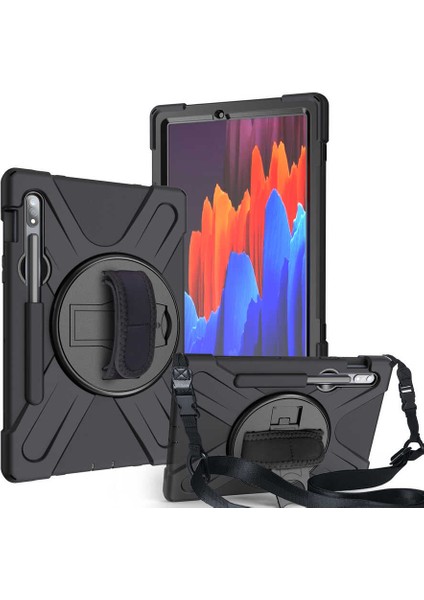 Galaxy Tab S7 Plus T970 Kılıf Uyumlu Defender Tablet Silikon-Siyah