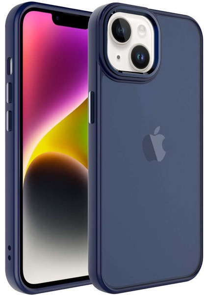 Apple iPhone 14 Plus Uyumlu Buzlu Sert Pc May Kapak-Lacivert