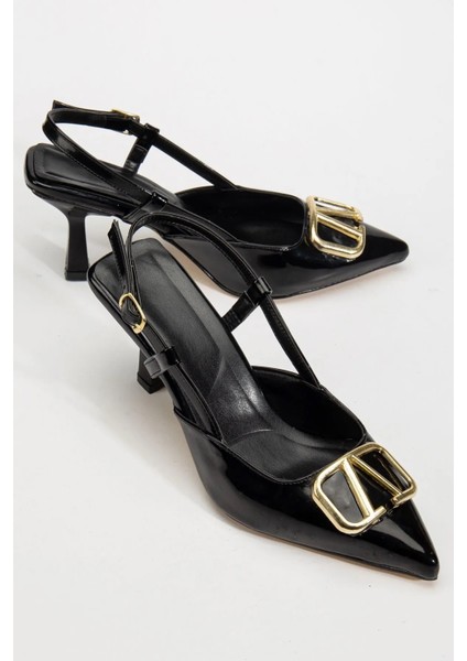 Rugan Toka Detaylı Ince Topuklu Abiye Gece Ayakkabısı