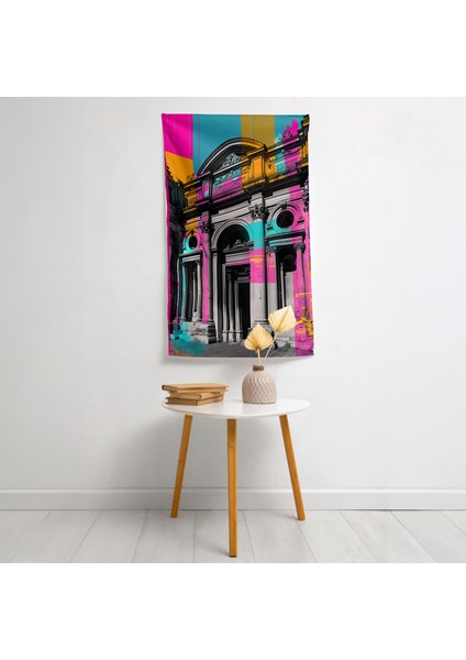 Pop Art Barok Mimari Füzyon Duvar Örtüsü - Pamuk Sırt, Polyester Ön - Canlı Renkler,