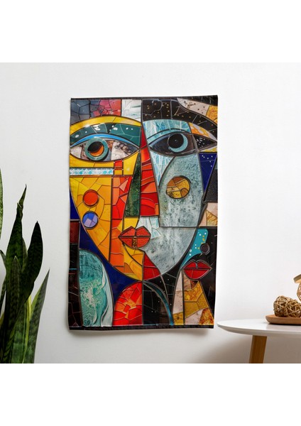 Picasso'dan Esinlenen Soyut Yüzler Kübizm Duvar Örtüsü - Yatak Odası, Oturma Odası ve Yurt