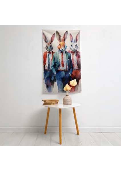 Takım Elbiseli Duvar Örtüsündeki Zarif Hayvanlar - Ranforce Kumaş, Canlı Renkler, Süblimasyon modelleri