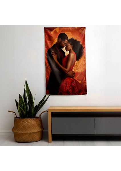 Afro Love Unity Duvar Örtüsü - Pamuk Sırt ve Polyester Ön - Canlı Ranforce Kumaş - Romantik fiyatları