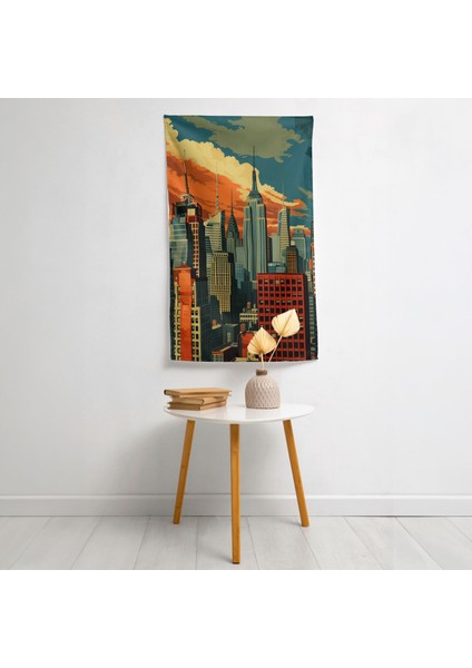 Klasik Popart Şehir Manzarası Duvar Örtüsü - Ranforce Kumaş Üzerine Canlı Modern Sanat Baskısı, modelleri