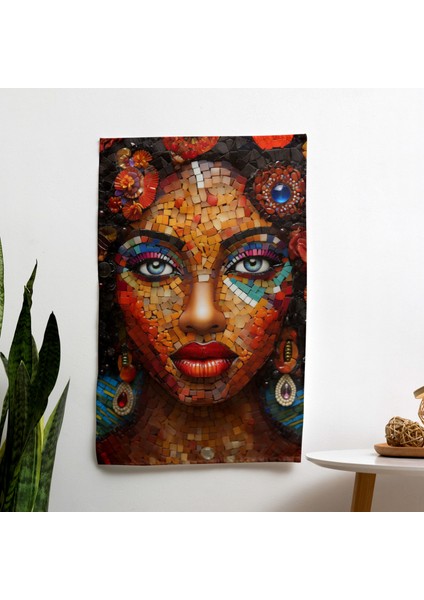 Afro Mozaik Duvar Örtüsü - Yatak Odası, Oturma Odası ve Yurt Dekoru Için Canlı Kumaş Sanatı