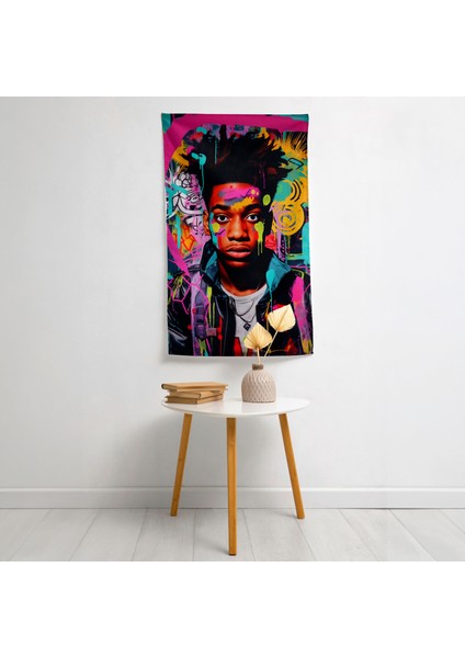 Pop Art Portre Duvar Örtüsü - Canlı Renkler, Ranforce Kumaş - Yatak Odası, Oturma Odası, Yurt