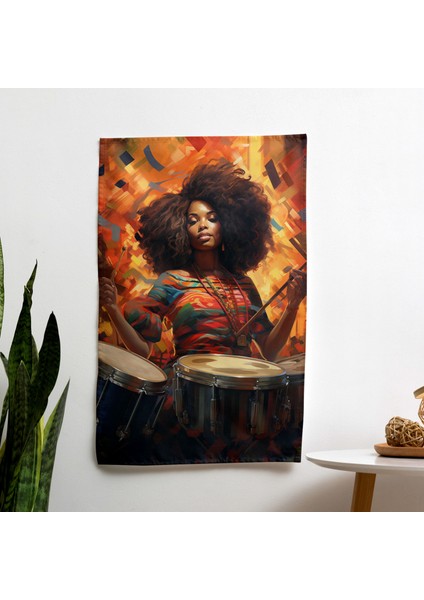 Afro Müzik Vibes Kumaş Duvar Sanatı Örtü - Canlı Renkler, Hafif Polyester Ön - Yatak Odası,