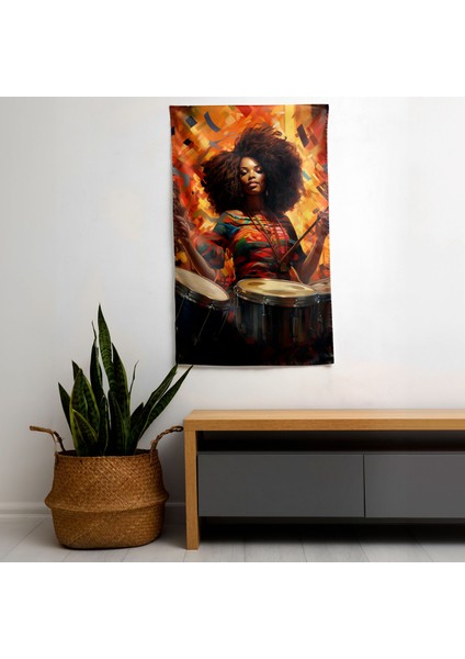 Afro Müzik Vibes Kumaş Duvar Sanatı Örtü - Canlı Renkler, Hafif Polyester Ön - Yatak Odası, fiyatları
