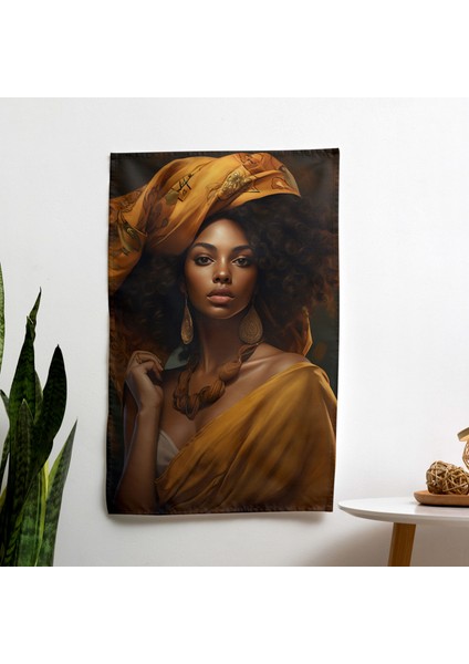 Afro Doğal Güzellik Duvar Örtüsü - Pamuk Sırt, Polyester Ön, Ranforce Kumaş, Canlı Süblimasyon