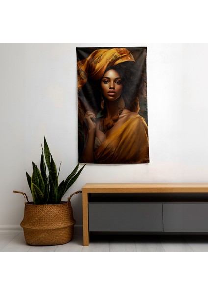 Afro Doğal Güzellik Duvar Örtüsü - Pamuk Sırt, Polyester Ön, Ranforce Kumaş, Canlı Süblimasyon