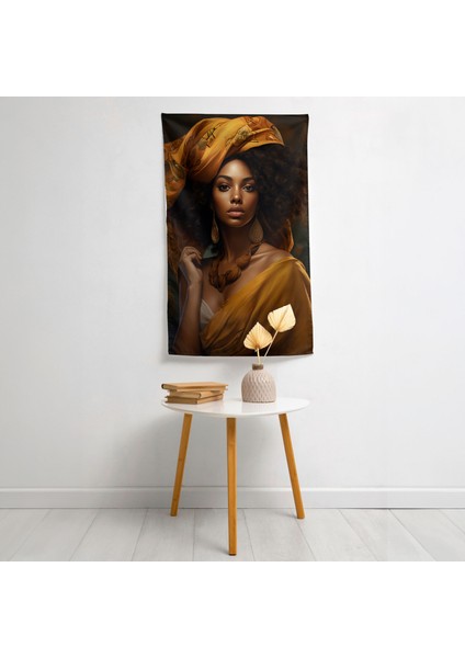 Afro Doğal Güzellik Duvar Örtüsü - Pamuk Sırt, Polyester Ön, Ranforce Kumaş, Canlı Süblimasyon