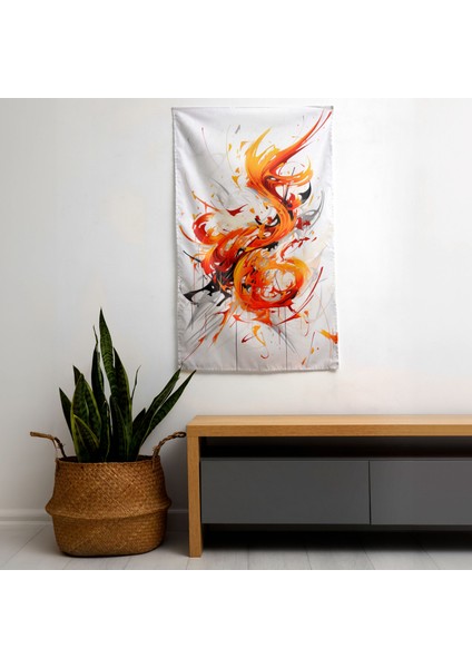 Dinamik Fırça Hareketleri Duvar Örtüsü - Pamuk Sırt, Polyester Ön - Canlı Renkler ve modelleri