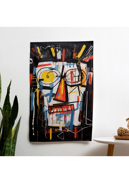 Etkileyici Fırça Çalışması Basquiat'tan Esinlenen Duvar Örtüsü - Pamuk Sırt, Süblimasyon