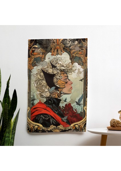 Rokoko Çizgi Roman Karakterli Duvar Örtüsü - Pamuk Sırt, Polyester Ön, Ranforce Kumaş