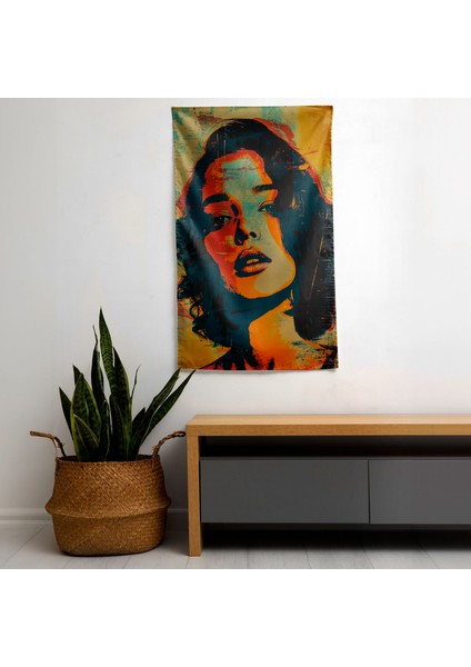 Pop Art Portre Kumaş Duvar Örtüsü | Canlı Renkler | Hafif | Sertifikalı | Modern Sanat Dekoru