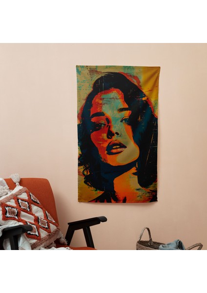 Pop Art Portre Kumaş Duvar Örtüsü | Canlı Renkler | Hafif | Sertifikalı | Modern Sanat Dekoru
