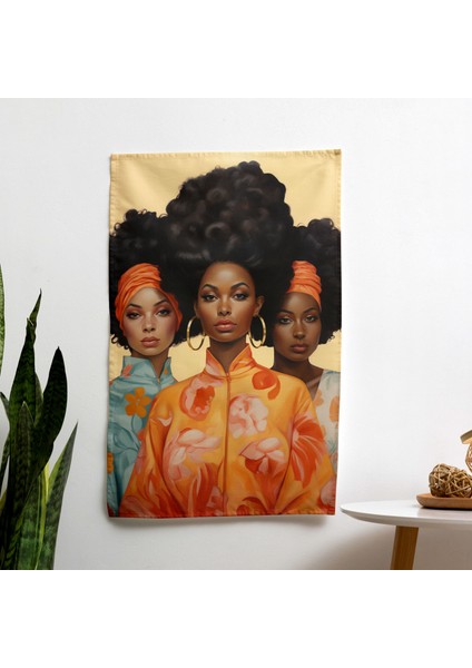 Afrika Güzeli Duvar Örtüsü - Pamuk Sırt, Polyester Ön, Ranforce Kumaş, Canlı Renkler