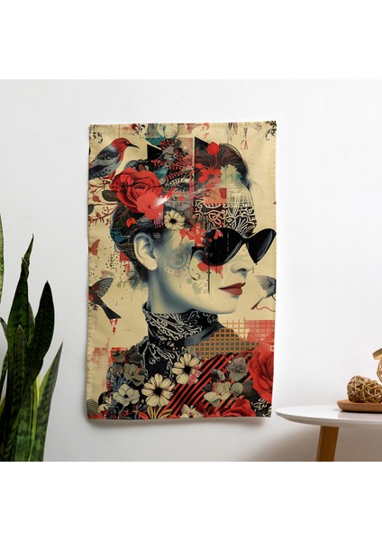 Dijital Pop Art Fusion Duvar Örtüsü - Canlı Renkler, Yatak Odası, Oturma Odası ve Yurt Dekoru