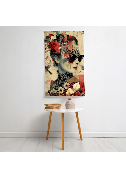 Dijital Pop Art Fusion Duvar Örtüsü - Canlı Renkler, Yatak Odası, Oturma Odası ve Yurt Dekoru