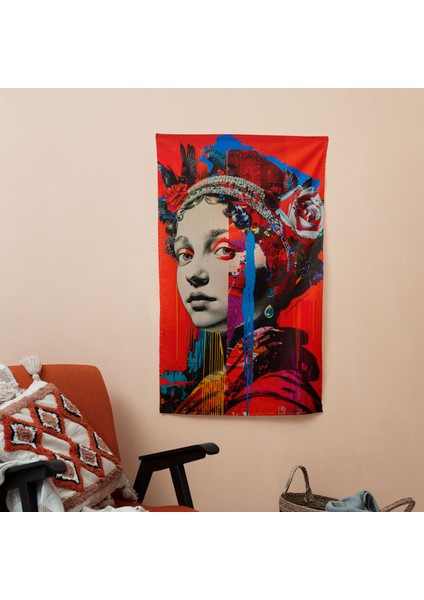 Rönesans Pop Art Klasisizm Duvar Örtüsü - Canlı Renkler Kumaş - Yatak Odası, Oturma Odası,